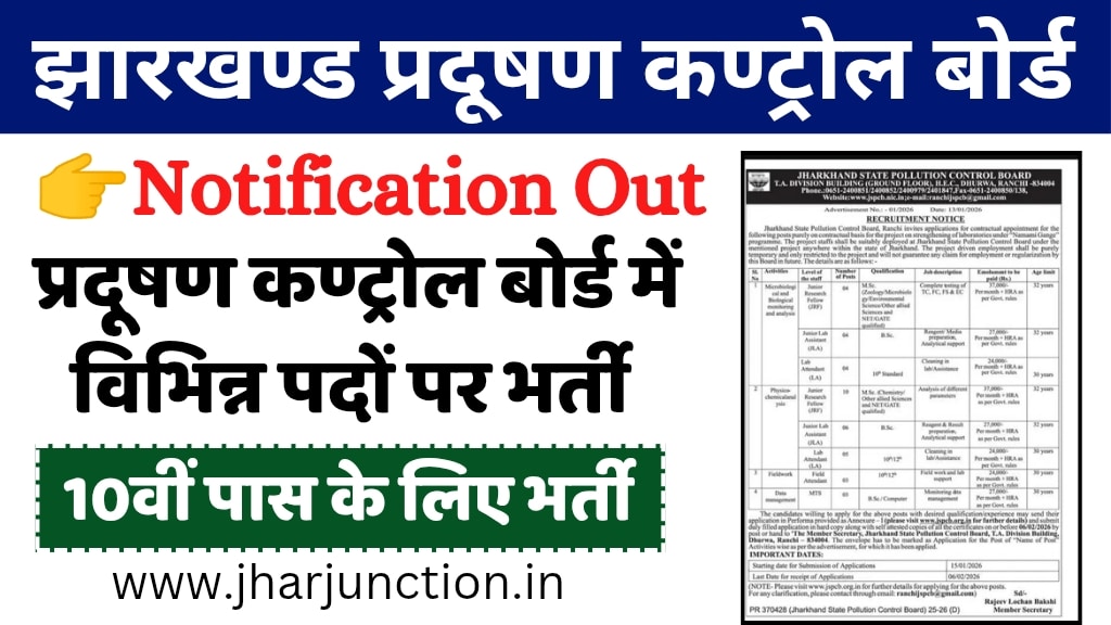 Jharkhand State Pollution Control Board Recruitment 2026