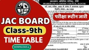 JAC Class 9th Exam Time Table 2026